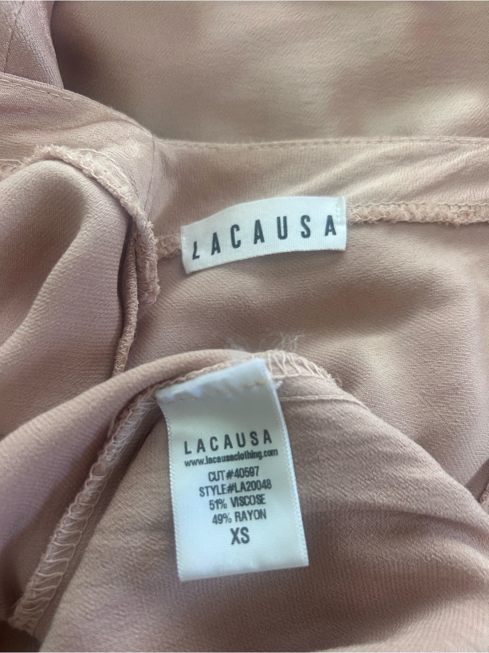 LACAUSA Santi Jumpsuit Romper Dusty Rose Satin Wide Leg Size XS - Picture 14 of 14